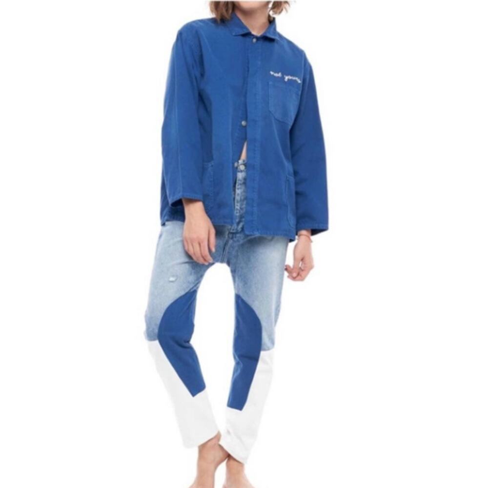 Free People x Sandrine Rose Women's Indigo Denim Oversized Chore Jacket Size XS
